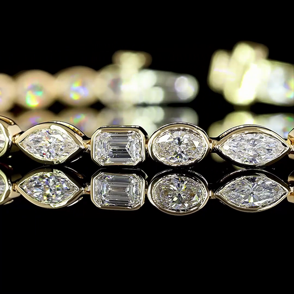 Lab-Grown 4.54 Carat MIX E-VS Diamond 14K Yellow Gold Tennis Bracelet