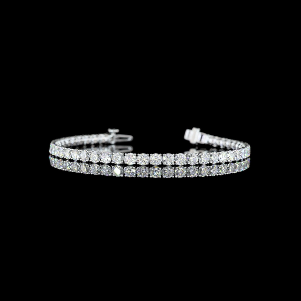 Lab-Grown 7.29 Carat Round E-VS Diamond 14K White Gold Tennis Bracelet
