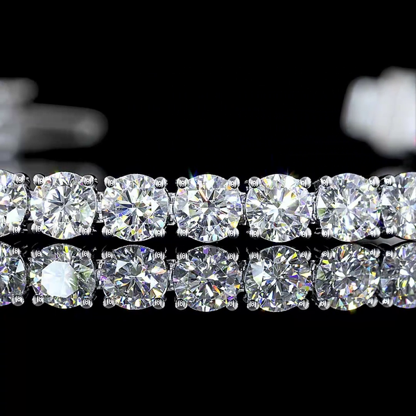 Lab-Grown 7.29 Carat Round E-VS Diamond 14K White Gold Tennis Bracelet