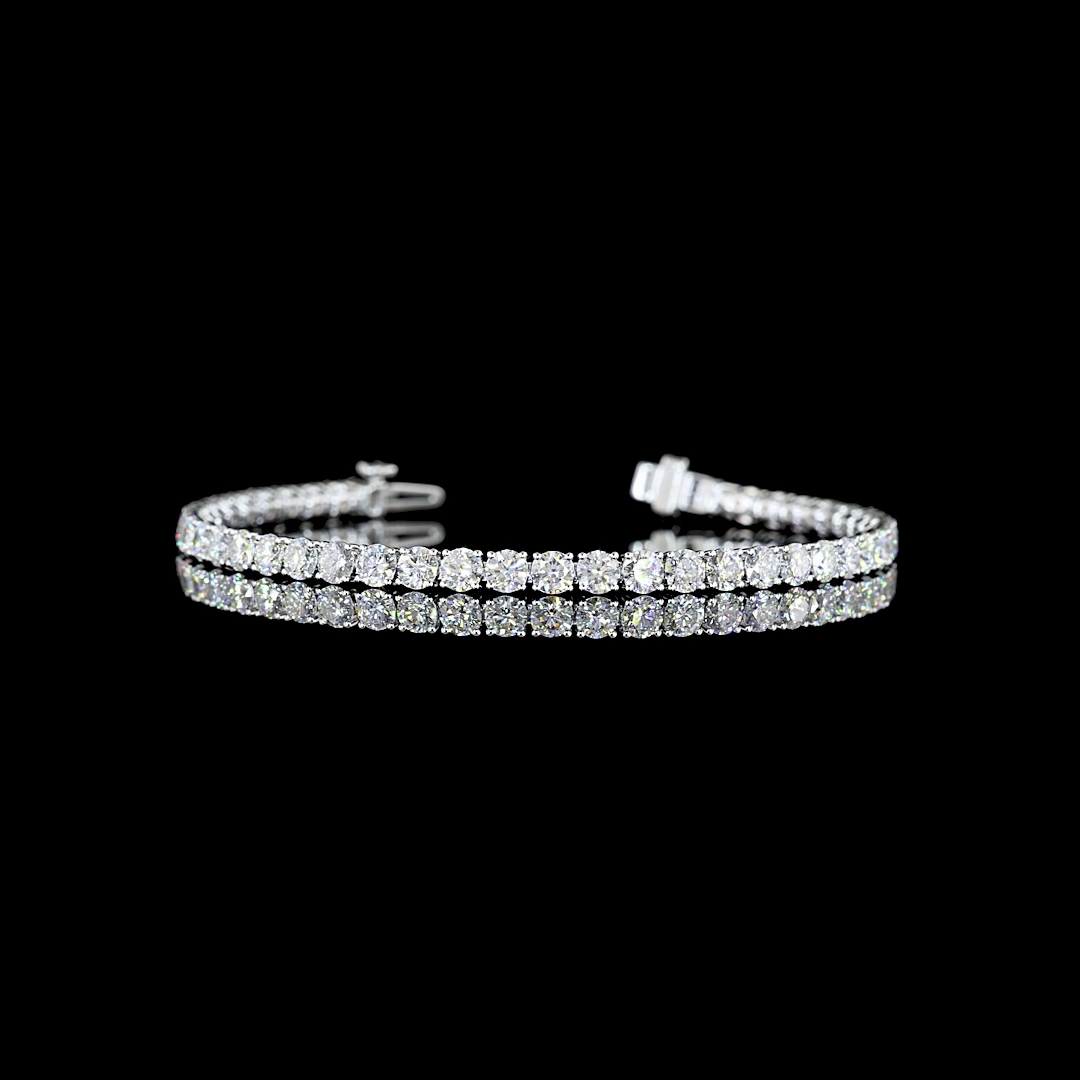 Lab-Grown 7.21 Carat Round E-VS Diamond 14K White Gold Tennis Bracelet