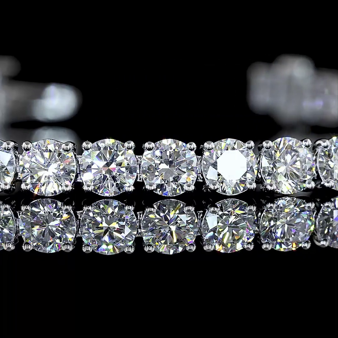 Lab-Grown 7.21 Carat Round E-VS Diamond 14K White Gold Tennis Bracelet