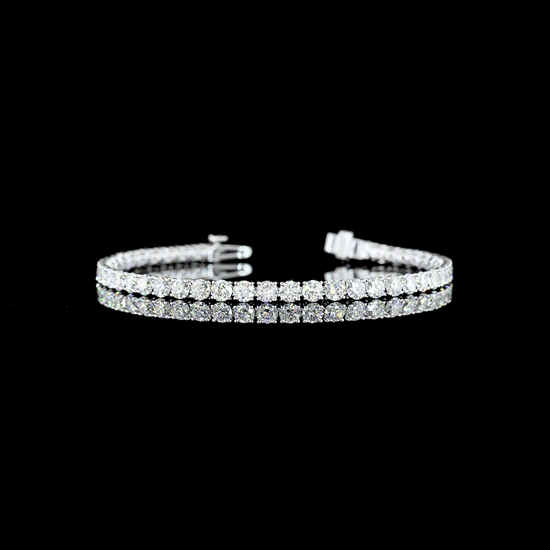 Lab-Grown 7.46 Carat Round E-VS Diamond 14K White Gold Tennis Bracelet