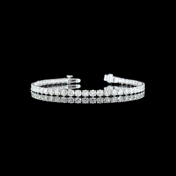 Lab-Grown 7.46 Carat Round E-VS Diamond 14K White Gold Tennis Bracelet