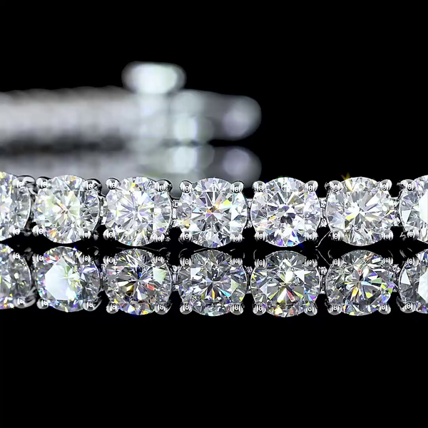 Lab-Grown 7.46 Carat Round E-VS Diamond 14K White Gold Tennis Bracelet