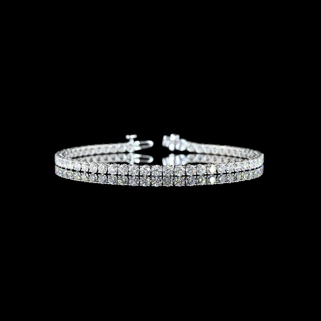 Lab-Grown 5.18 Carat Round E-VS Diamond 14K White Gold Tennis Bracelet