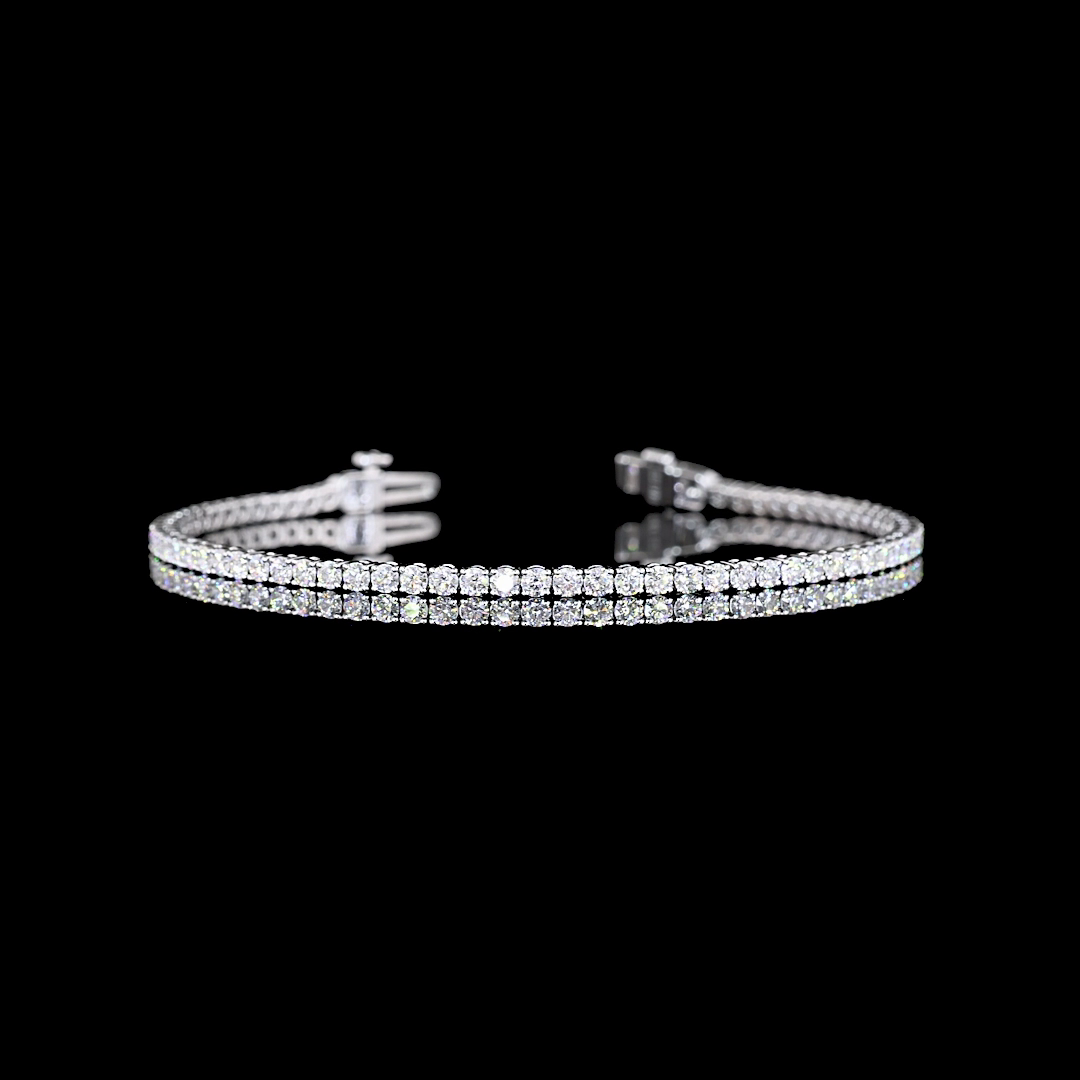 Lab-Grown 5.28 Carat Round E-VS Diamond 14K White Gold Tennis Bracelet