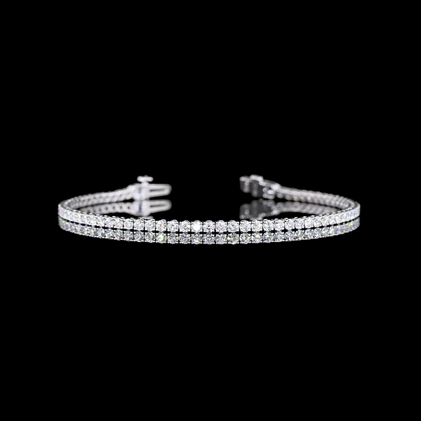 Lab-Grown 5.28 Carat Round E-VS Diamond 14K White Gold Tennis Bracelet