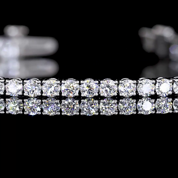 Lab-Grown 5.28 Carat Round E-VS Diamond 14K White Gold Tennis Bracelet