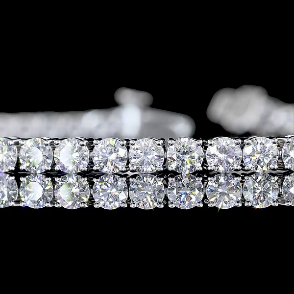 Lab-Grown 5.25 Carat Round E-VS Diamond 14K White Gold Tennis Bracelet
