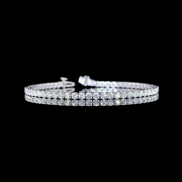 Lab-Grown 5.21 Carat Round E-VS Diamond 14K White Gold Tennis Bracelet