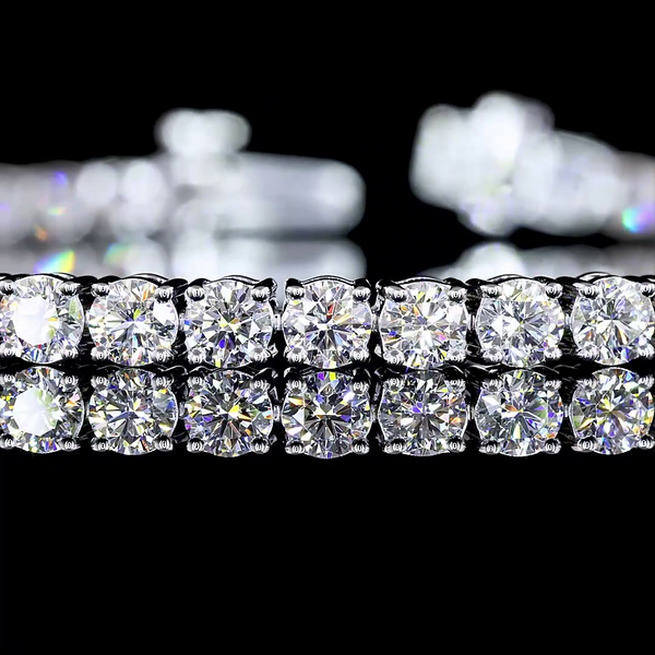 Lab-Grown 5.2 Carat Round E-VS Diamond 14K White Gold Tennis Bracelet