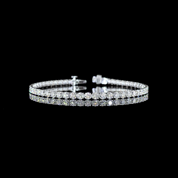 Lab-Grown 7.17 Carat Round E-VS Diamond 14K White Gold Tennis Bracelet