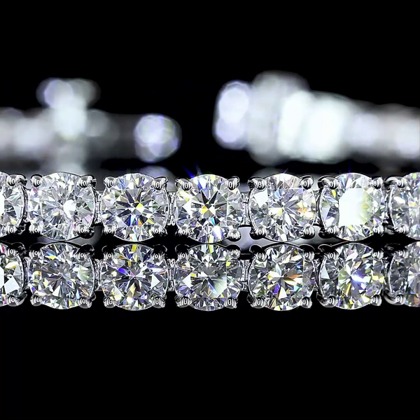 Lab-Grown 6.96 Carat Round E-VS Diamond 14K White Gold Tennis Bracelet