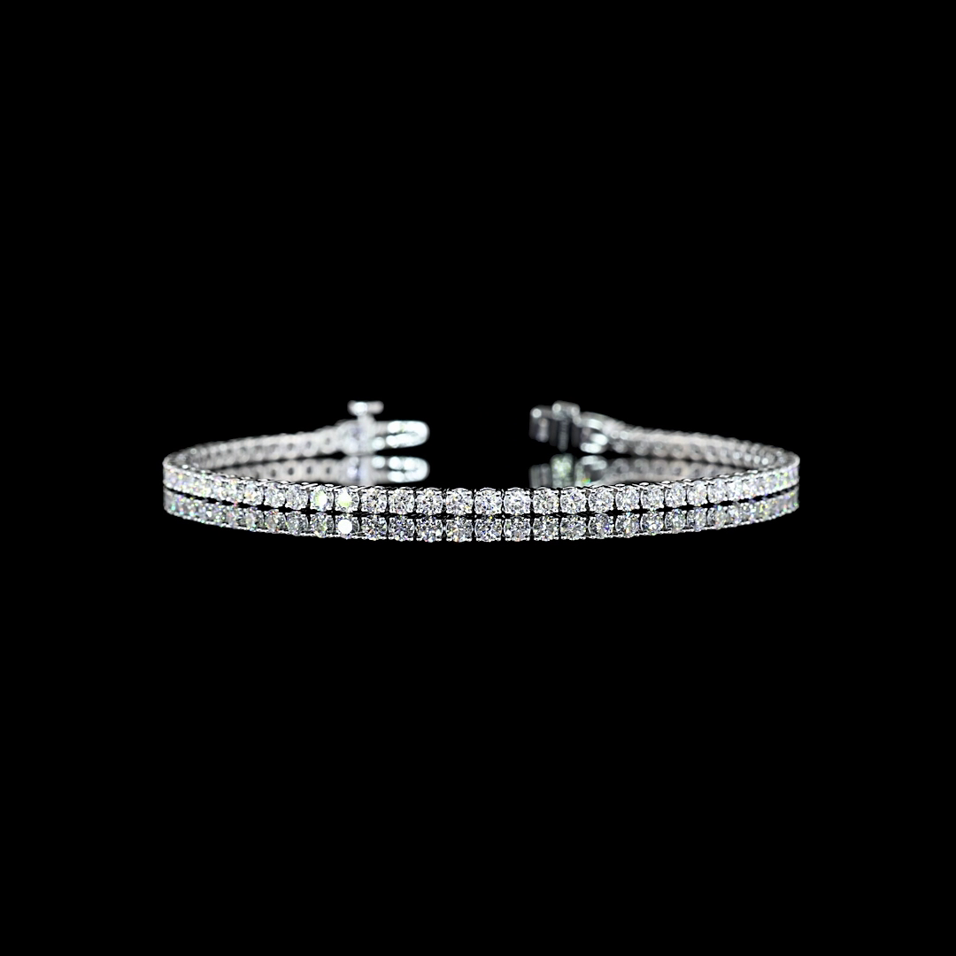 Lab-Grown 3.13 Carat Round E-VS Diamond 14K White Gold Tennis Bracelet