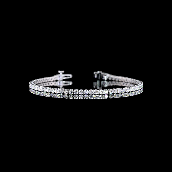 Lab-Grown 3.27 Carat Round E-VS Diamond 14K White Gold Tennis Bracelet