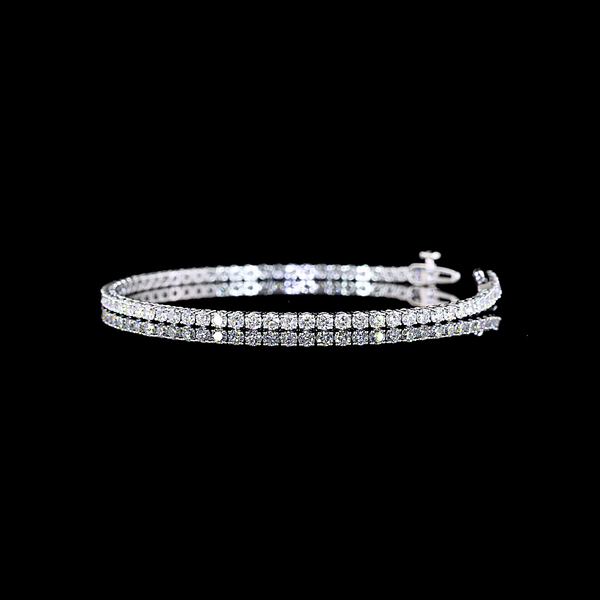 Lab-Grown 3.27 Carat Round E-VS Diamond 14K White Gold Tennis Bracelet