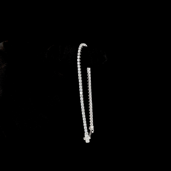Lab-Grown 3.28 Carat Round E-VS Diamond 14K White Gold Tennis Bracelet