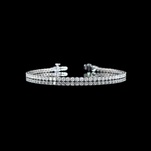 Lab-Grown 3.28 Carat Round E-VS Diamond 14K White Gold Tennis Bracelet