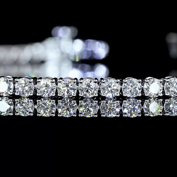 Lab-Grown 3.28 Carat Round E-VS Diamond 14K White Gold Tennis Bracelet