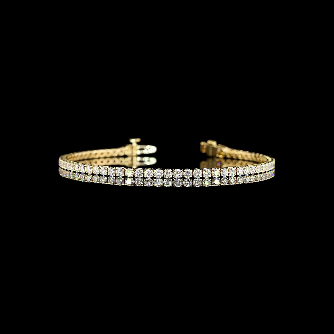 Lab-Grown 3.21 Carat Round E-VS Diamond 14K Yellow Gold Tennis Bracelet
