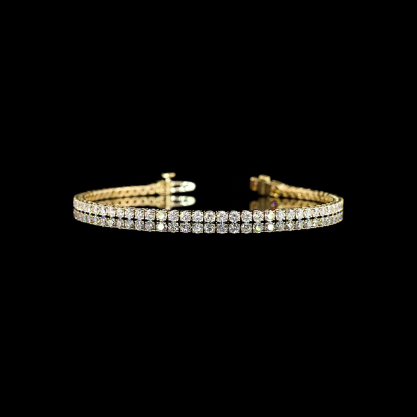 Lab-Grown 3.21 Carat Round E-VS Diamond 14K Yellow Gold Tennis Bracelet