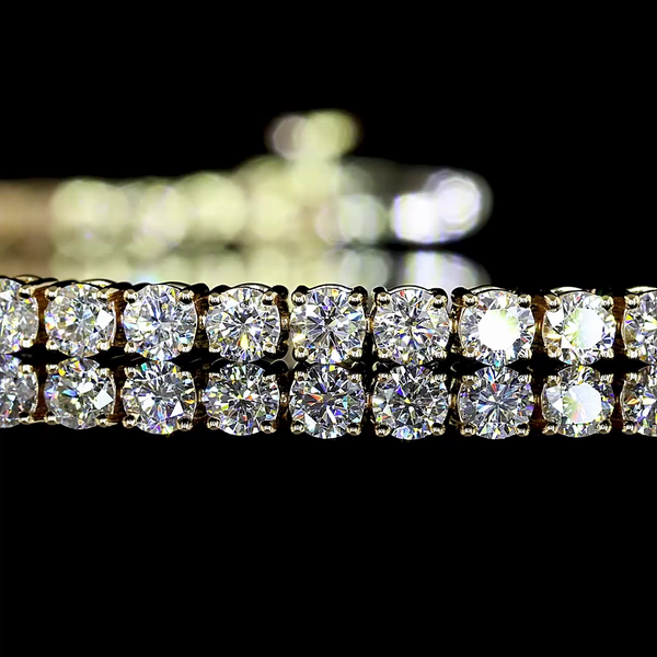 Lab-Grown 3.21 Carat Round E-VS Diamond 14K Yellow Gold Tennis Bracelet