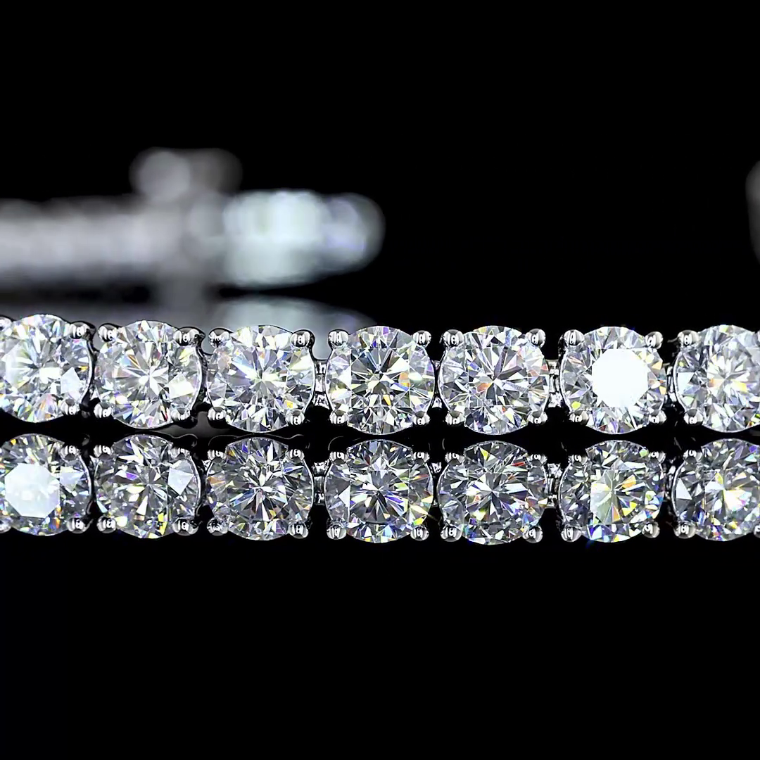 Lab-Grown 4.99 Carat Round E-F-VS Diamond 14K White Gold Tennis Bracelet