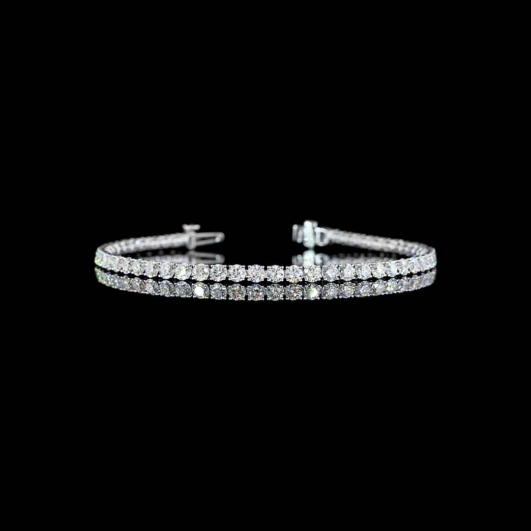 Lab-Grown 5.32 Carat Round E-VS Diamond 14K White Gold Tennis Bracelet