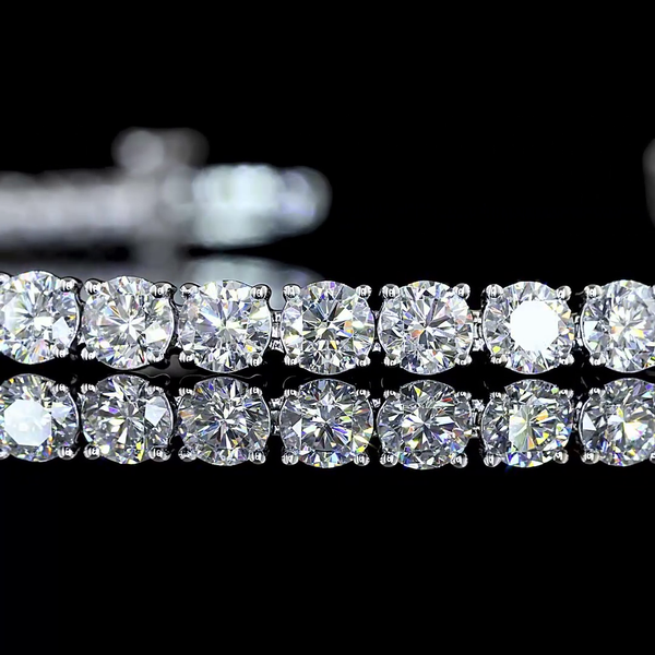 Lab-Grown 5.37 Carat Round E-VS Diamond 14K White Gold Tennis Bracelet