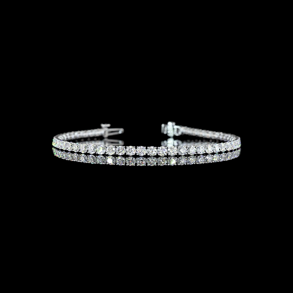 Lab-Grown 5.49 Carat Round E-VS Diamond 14K White Gold Tennis Bracelet