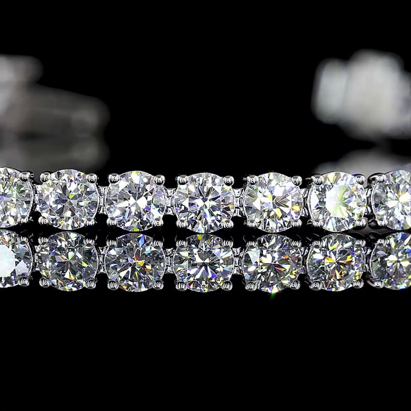 Lab-Grown 5.23 Carat Round E-VS Diamond 14K White Gold Tennis Bracelet