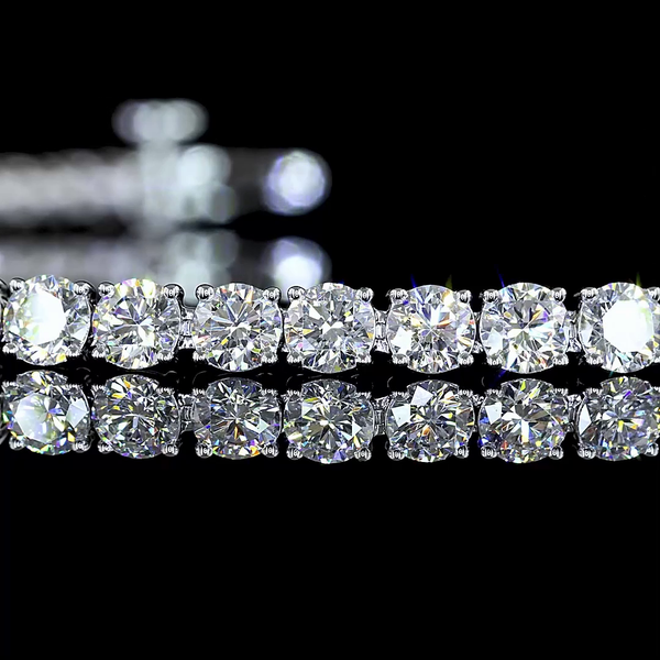 Lab-Grown 5.2 Carat Round E-VS Diamond 14K White Gold Tennis Bracelet