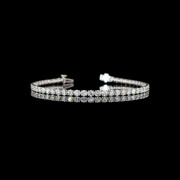 Lab-Grown 5.19 Carat Round E-VS Diamond 14K White Gold Tennis Bracelet