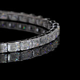 Lab-Grown 8.35 Carat Emerald F-VS2 Diamond 14K White Gold Tennis Bracelet