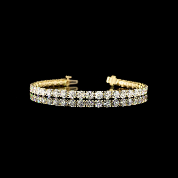 Lab-Grown 10.38 Carat Round E-VS Diamond 14K Yellow Gold Tennis Bracelet