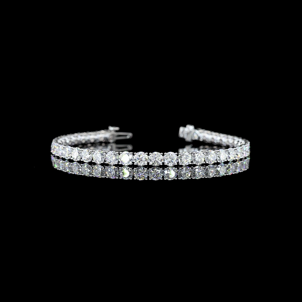 Lab-Grown 10.38 Carat Round E-VS Diamond 14K White Gold Tennis Bracelet