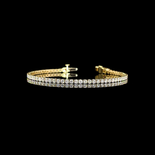 Lab-Grown 3.23 Carat Round E-VS Diamond 14K Yellow Gold Tennis Bracelet