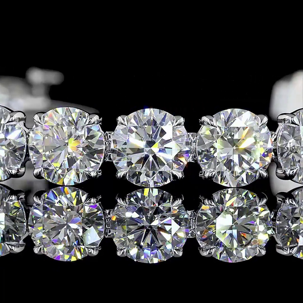 Lab-Grown 26.86 Carat Round E-VS Diamond 14K White Gold Tennis Bracelet