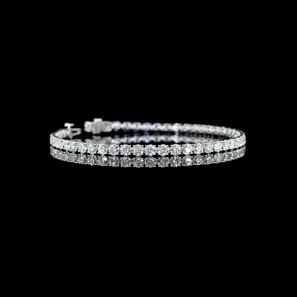 Lab-Grown 6.98 Carat Round E-VS Diamond 14K White Gold Tennis Bracelet