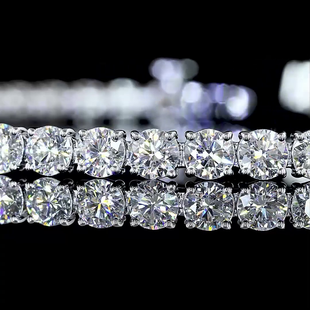 Lab-Grown 6.98 Carat Round E-VS Diamond 14K White Gold Tennis Bracelet