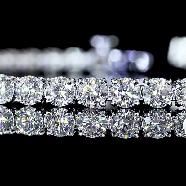 Lab-Grown 6.98 Carat Round E-VS Diamond 14K White Gold Tennis Bracelet