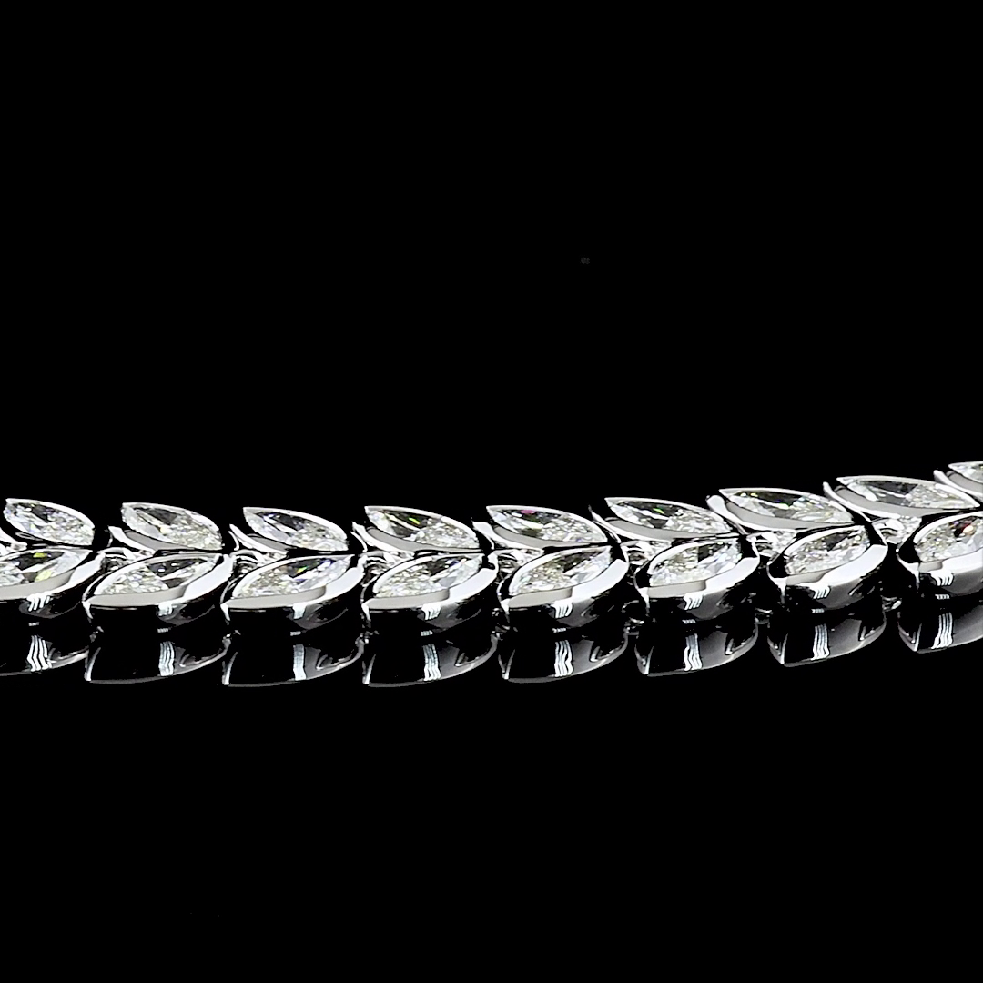 Lab-Grown 11.19 Carat MIX E-VVS2 Diamond 14K White Gold Tennis Bracelet