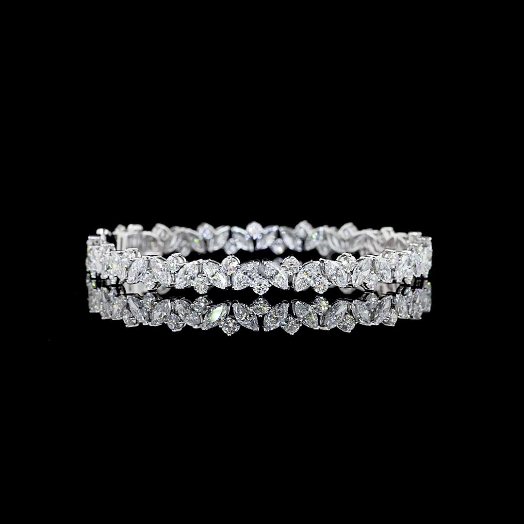 Lab-Grown 10.43 Carat MIX E-VS Diamond 14K White Gold Special Bracelet