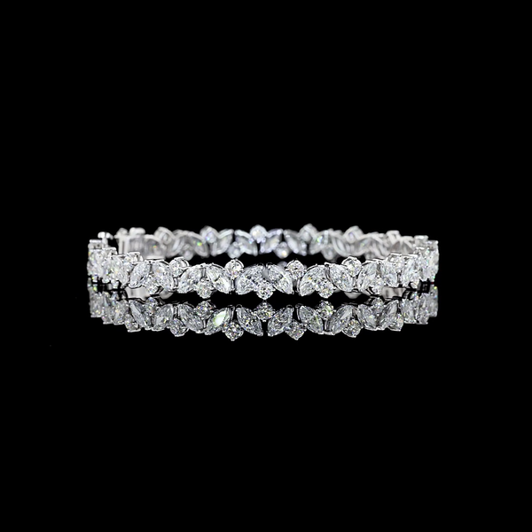 Lab-Grown 10.43 Carat MIX E-VS Diamond 14K White Gold Special Bracelet