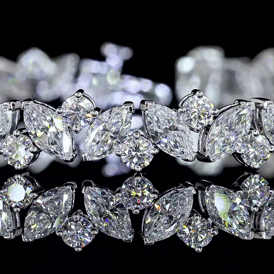 Lab-Grown 10.43 Carat MIX E-VS Diamond 14K White Gold Special Bracelet