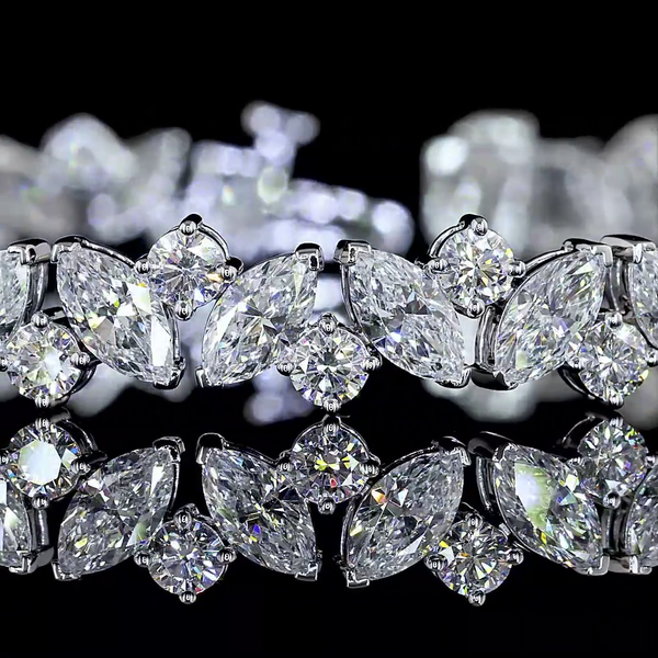 Lab-Grown 10.43 Carat MIX E-VS Diamond 14K White Gold Special Bracelet