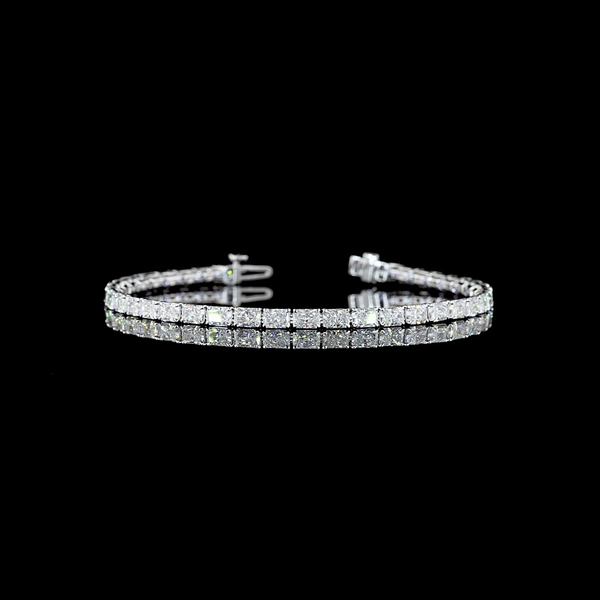 Lab-Grown 6.94 Carat Radiant F-VS1 Diamond 14K White Gold Tennis Bracelet