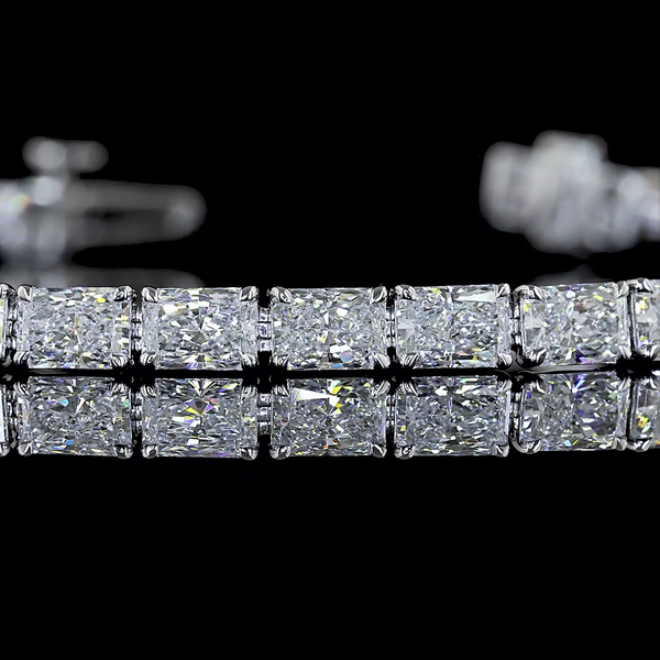 Lab-Grown 6.94 Carat Radiant F-VS1 Diamond 14K White Gold Tennis Bracelet