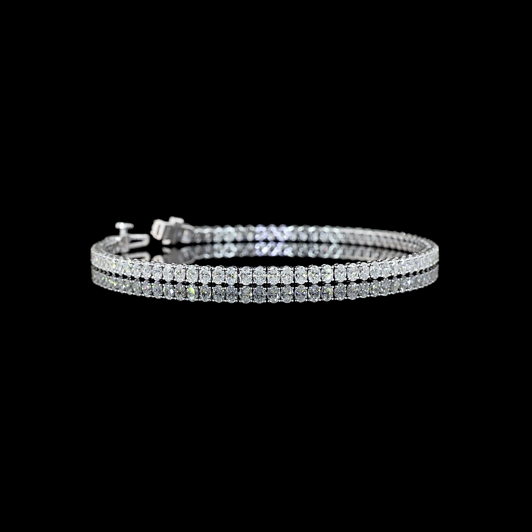 Lab-Grown 4.18 Carat Oval E-VS Diamond 14K White Gold Tennis Bracelet