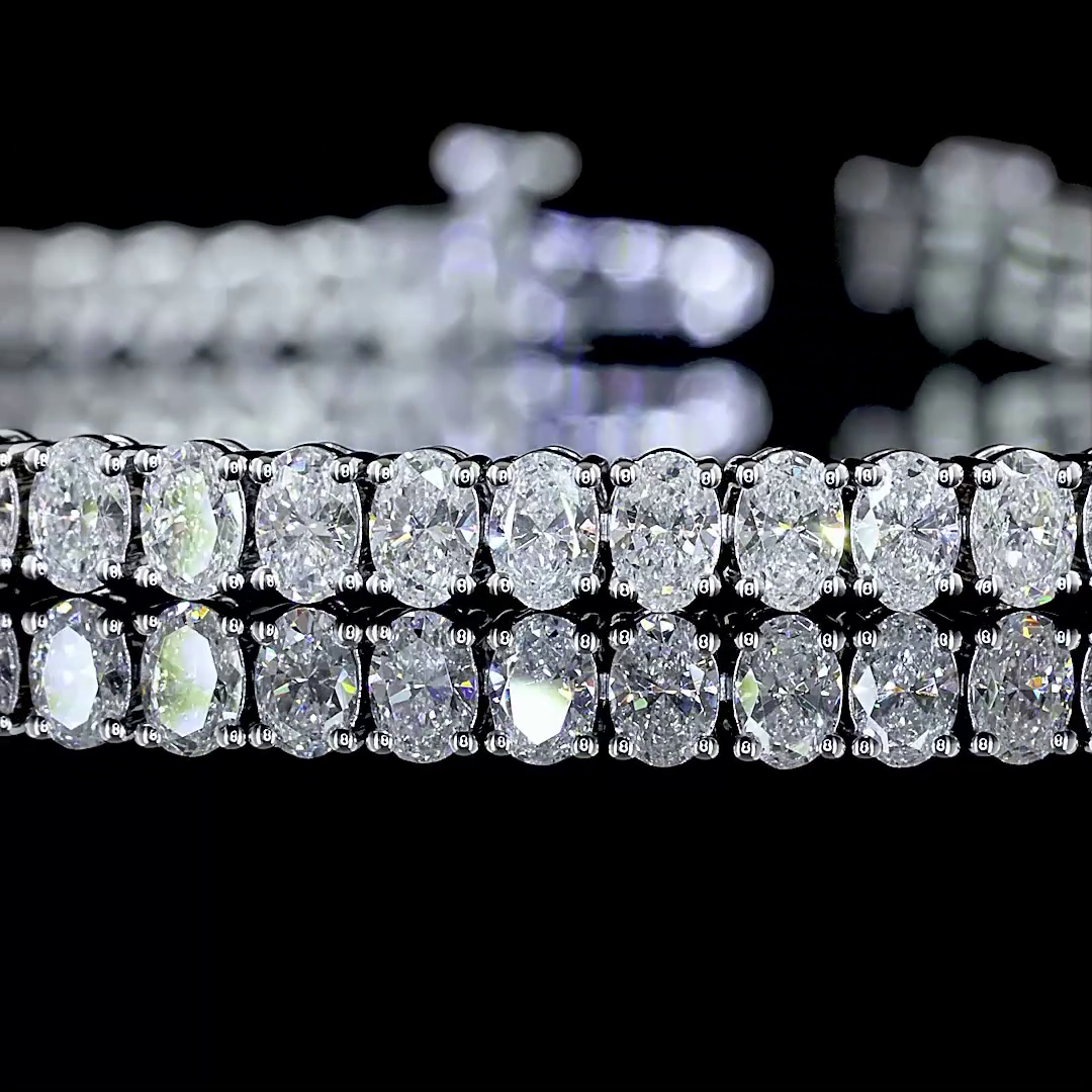 Lab-Grown 4.18 Carat Oval E-VS Diamond 14K White Gold Tennis Bracelet